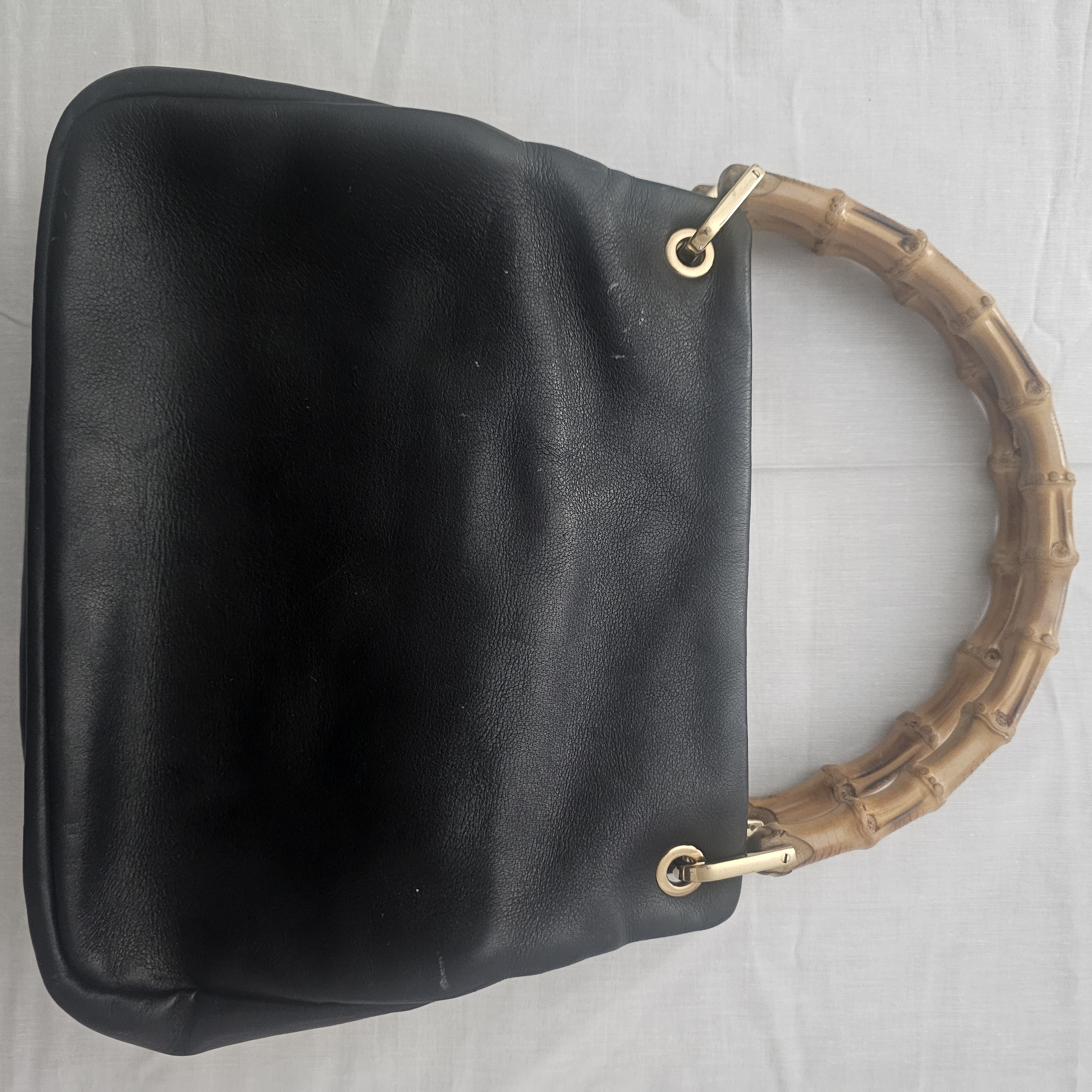 Black Gucci With Bamboo Handles